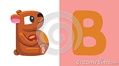 B is for Bear. Letter B. Bear, cute illustration. Animal alphabet. Vector Illustration