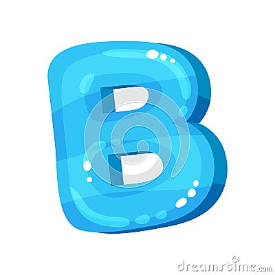 B blue glossy bright English letter, kids font vector Illustration on a white background Vector Illustration