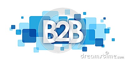 B2B blue overlapping squares banner Stock Photo