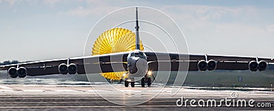 B52 bomber landing Stock Photo