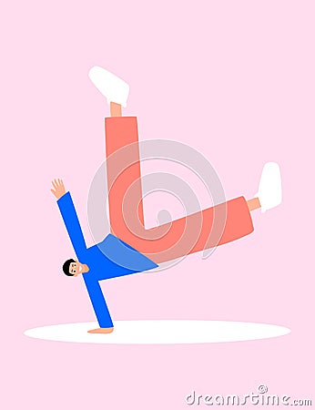 B-boy dancing power dance. Breakdancer. Illustration on the theme of subculture. Stock Photo