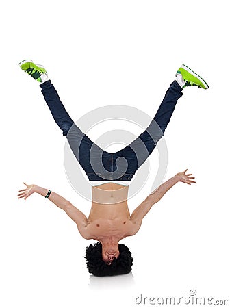 B-boy freeze on head Stock Photo