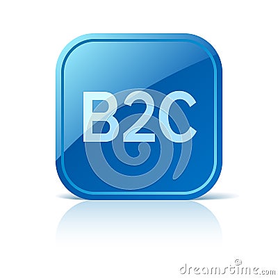 B2C business to consumer icon on blue web button Vector Illustration