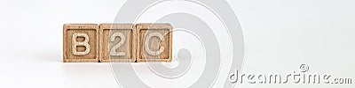 B2C business-to-consumer business relationship banner. wooden cubes with the acronym B2C, on white background Stock Photo