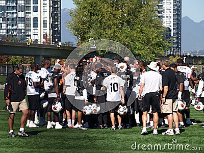 B.C. Lions Football team on the practise Editorial Stock Photo