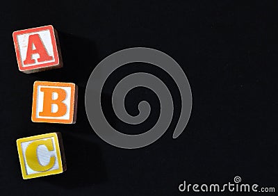 A B C wooden blocks with copy space Stock Photo