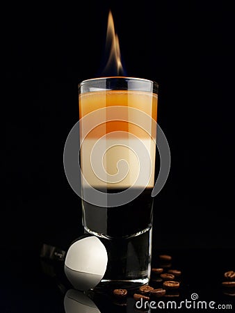 B52 Cocktail - Flaming Stock Photo