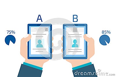 A-B comparison. Split testing. Concept computer vector illustrat Vector Illustration