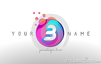 B Dots Letter Logo With Bubbles. A Letter Design Vector with Vibtant Colored Particles. Vector Illustration