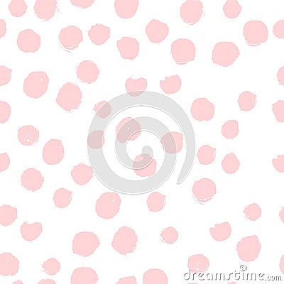 Vector flat seamless background with pink hand drawn decorative paint drop elements isolated on white background. Vector Illustration