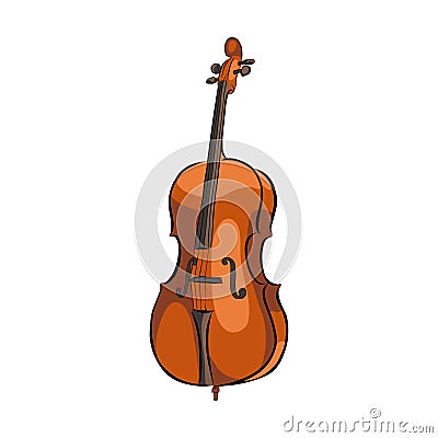 Hand drawn cello musical instrument Vector Illustration