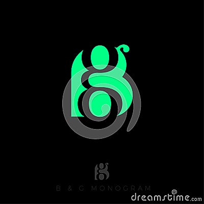 B and G letters. B, G monogram. The letter G is inscribed in the letter B. Vector Illustration