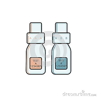 A and B labelled bottles, doping control analysis Vector Illustration