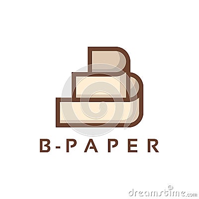 B Letter Abstract Paper Office Document Logo Symbol Template Vector Illustration