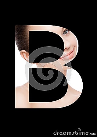 B letter beauty makeup girl creative fashion font Stock Photo