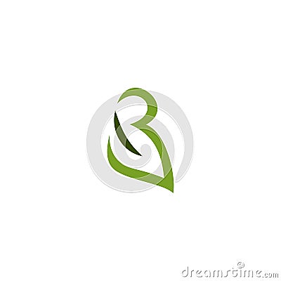 B letter initial leaf logo. Stock Photo