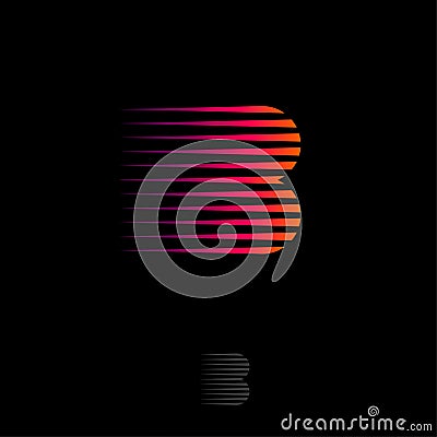B letter. Letter B consist of some dynamic strips. B monogram with dynamic strips like wind. Vector Illustration