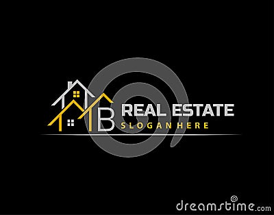 B Letter Logo. Simple House, Real Estate Architecture Construction Icon Design Vector Illustration