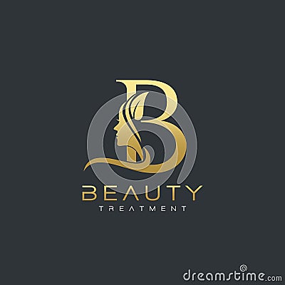 B Letter Luxury Beauty Face Logo Design Vector Vector Illustration