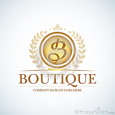 B letter monogram. Boutique Luxury Vintage, Crests logo. Business sign, identity for Restaurant and Royalty, Boutique, Hotel and H Cartoon Illustration