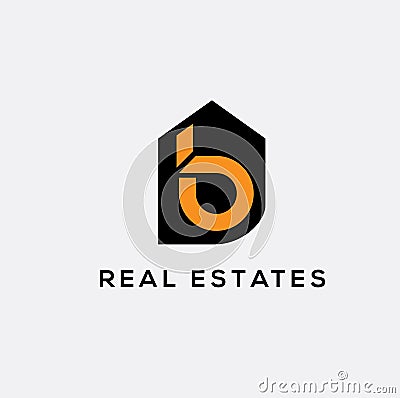 B letter real estates logo. House vector logo Vector Illustration