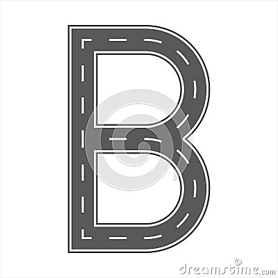 B letter for Road or street font. Flat and solid color vector illustration. Vector Illustration