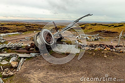 B29 OVEREXPOSED Crash Site in Peak District England Editorial Stock Photo