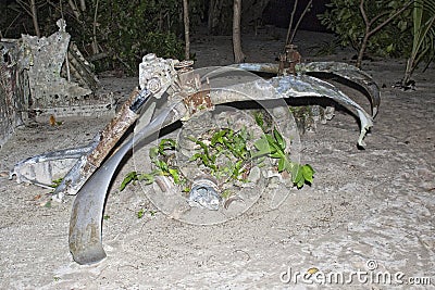 B52 propeller on sandy beach Stock Photo