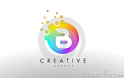 B Rainbow Dots Letter Logo. Letter Design Vector Vector Illustration