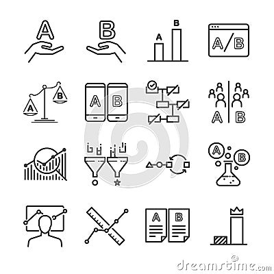 A/B testing icons set Vector Illustration