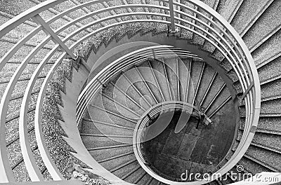 B&W Spiral Stairs Stock Photo