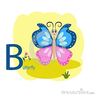 B word for butterfly animal alphabet illustration Vector Illustration