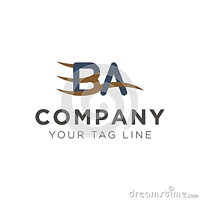 BA letter logo template with wave elements Vector Illustration