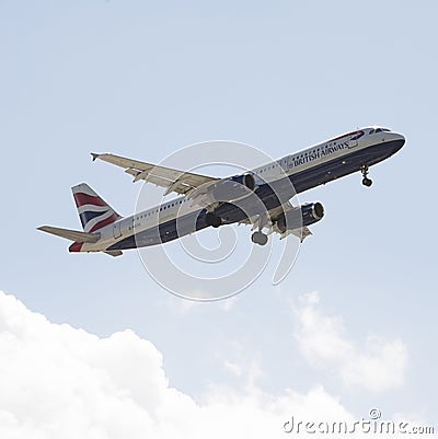 BA passenger jet on final approach to land Editorial Stock Photo