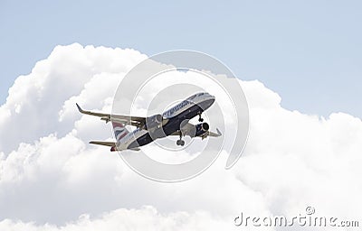 BA passenger jet on final approach to land Editorial Stock Photo