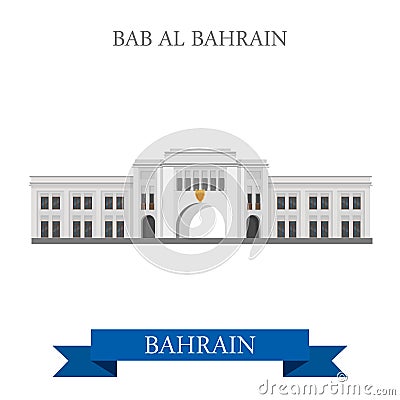 Bab Al Bahrain landmarks vector flat attraction travel Vector Illustration