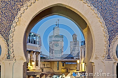 Bab Bou Jeloud gate at Fez, Morocco Stock Photo