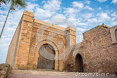 Bab el Kebir gate of Kasbah of the Udayas. Stock Photo