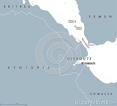 Bab el Mandeb Strait region political map Vector Illustration