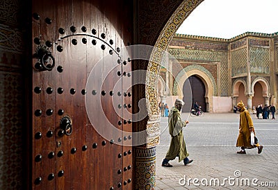 The Bab Mansour gate in Meknes, Morocco. Editorial Stock Photo