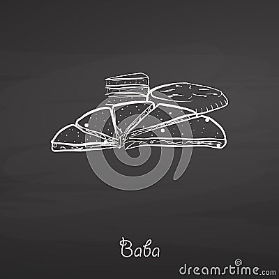 Baba food sketch on chalkboard Vector Illustration