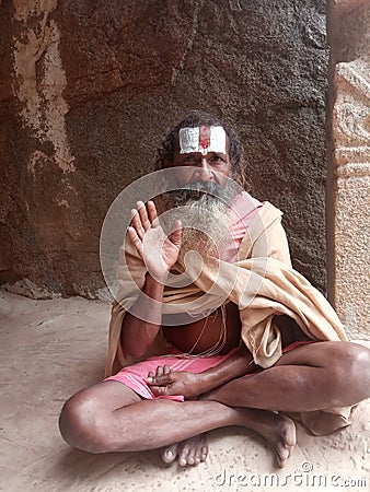 Baba sadhu near behind malyantham Editorial Stock Photo