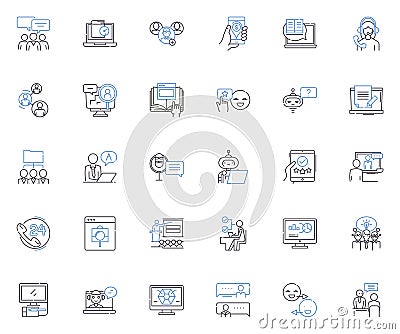 Babbling brook line icons collection. Waterfall, Stream, Creek, River, Flow, Ripple, Murmur vector and linear Vector Illustration