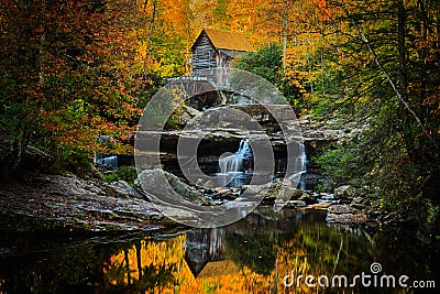 Babcock Mill on a perfect autumn morning Stock Photo