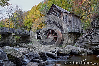 Babcock State Park and the Glade Creek Grist Mill in Autumn Stock Photo