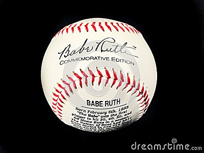 Babe Ruth Commemorative 100th Birthday Autographed ball Editorial Stock Photo