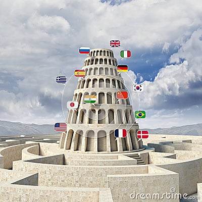 Babel tower concept Stock Photo