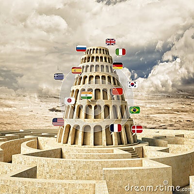 Babel tower concept Stock Photo