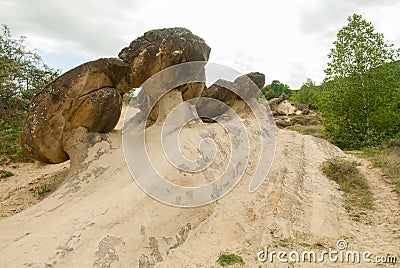 Babele de la ulmet geologic formation of round shape rocks known as trovanti remains of prehistoric sea bed in romania in buzau c Stock Photo