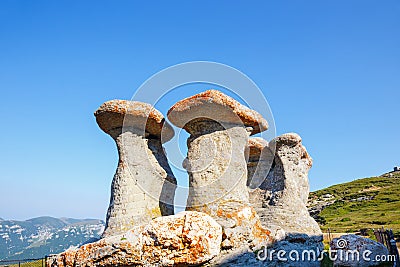 Babele - Geomorphologic rocky structures in Bucegi Stock Photo